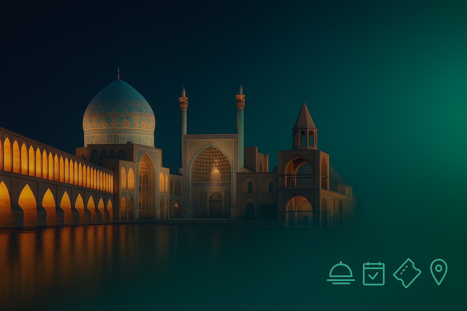 کاور معرفی خدمات اصفهان سنتر - رزرو آنلاین رویداد، ورزش، گردشگری و رستوران